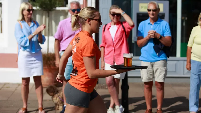 waitress race girl with beer event photograph