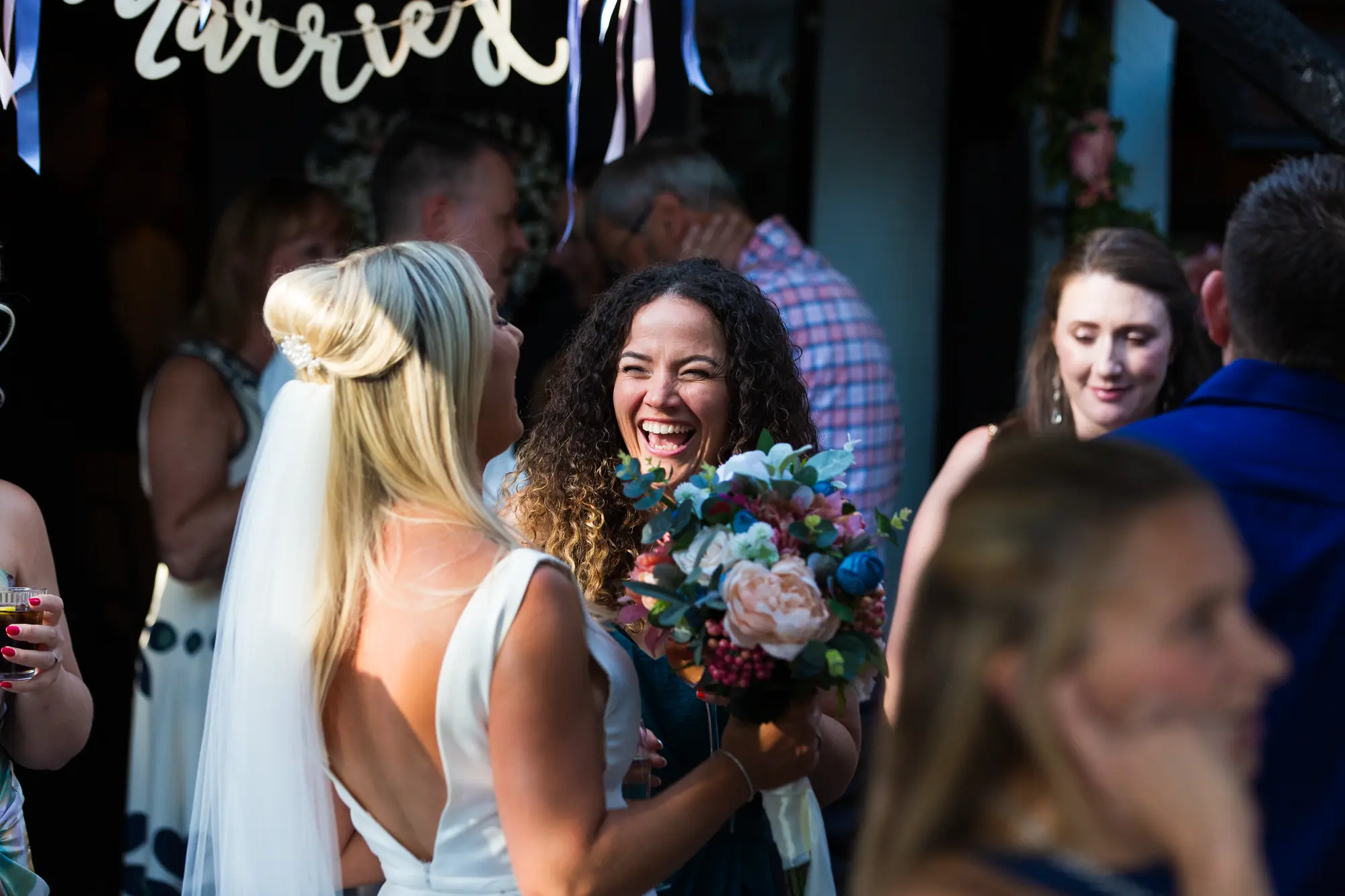 natural wedding reception photography of bride
