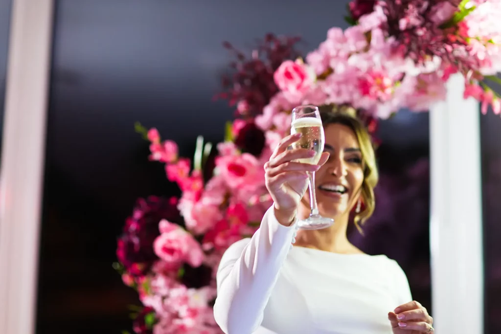 bride raising glass during speech roslin hotel