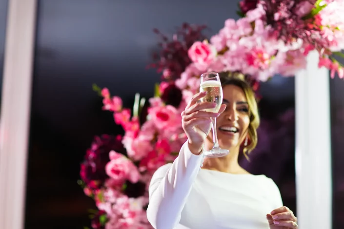 bride raising glass during speech roslin hotel