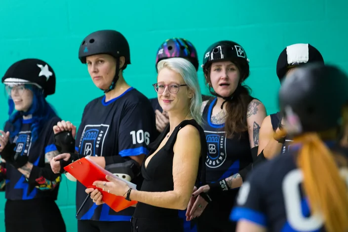 essex roller derby bench portrait sports photographer
