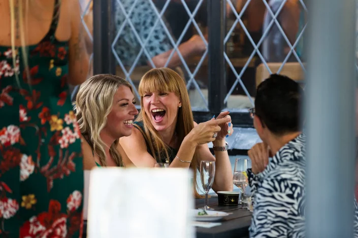 leigh on sea wedding reception guests laughing