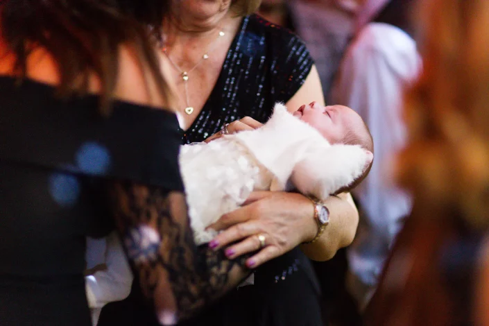 mother and baby at wedding reception roslin hotel