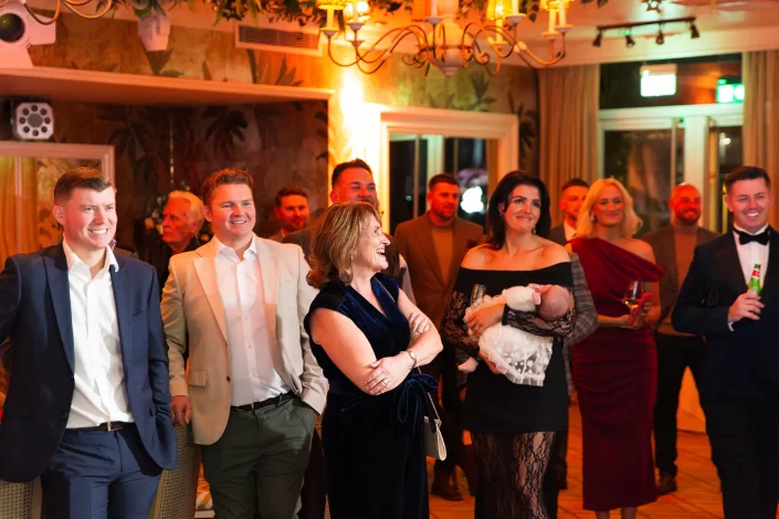 roslin hotel essex wedding reception guests applauding