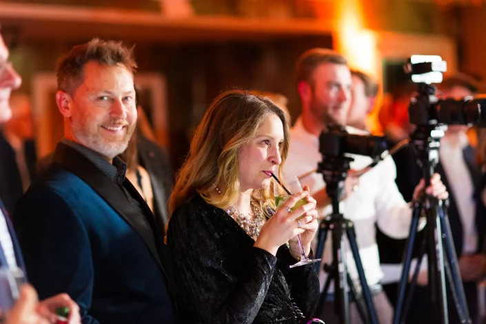 roslin hotel wedding guests holding drinks