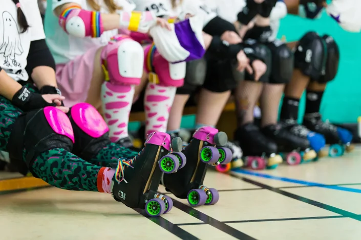 sports event photography roller derby team bench