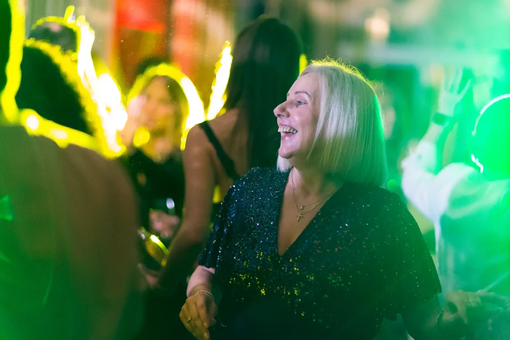 wedding guests dancing at roslin hotel reception