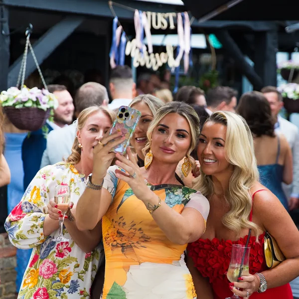 wedding reception bridesmaids group photo