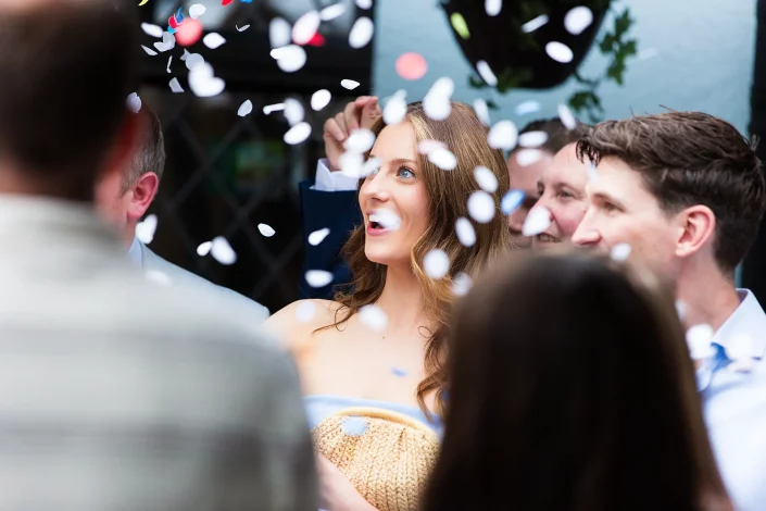 wedding reception confetti guests